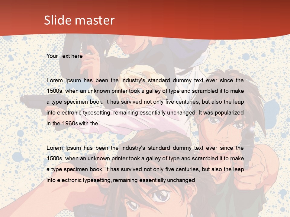 A Group Of People Holding Guns In Front Of A Red Background PowerPoint Template