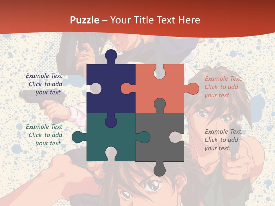 A Group Of People Holding Guns In Front Of A Red Background PowerPoint Template