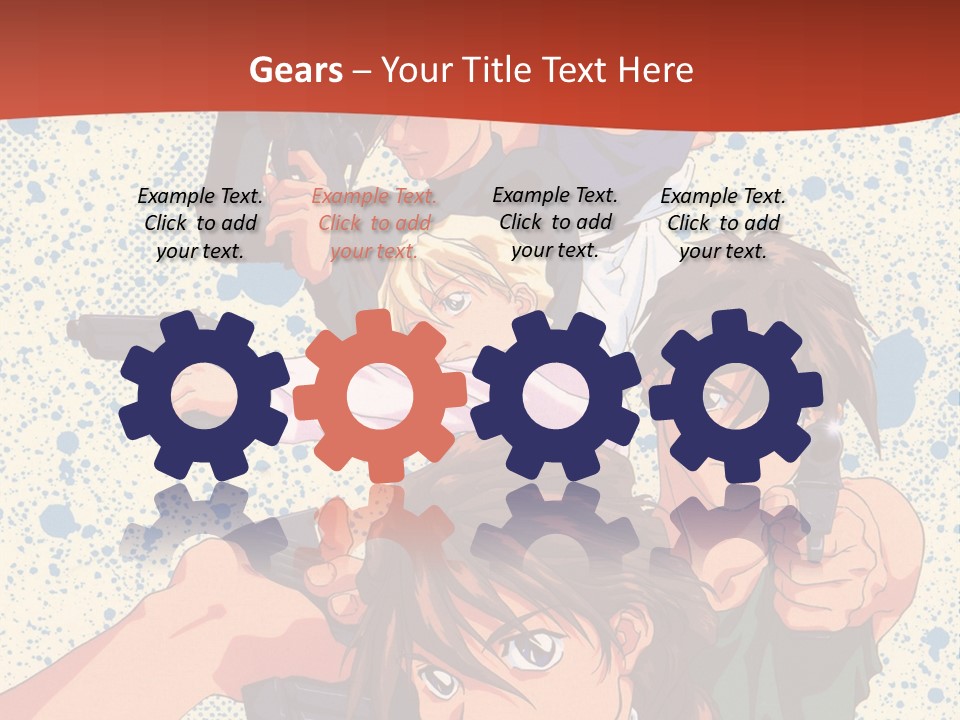 A Group Of People Holding Guns In Front Of A Red Background PowerPoint Template