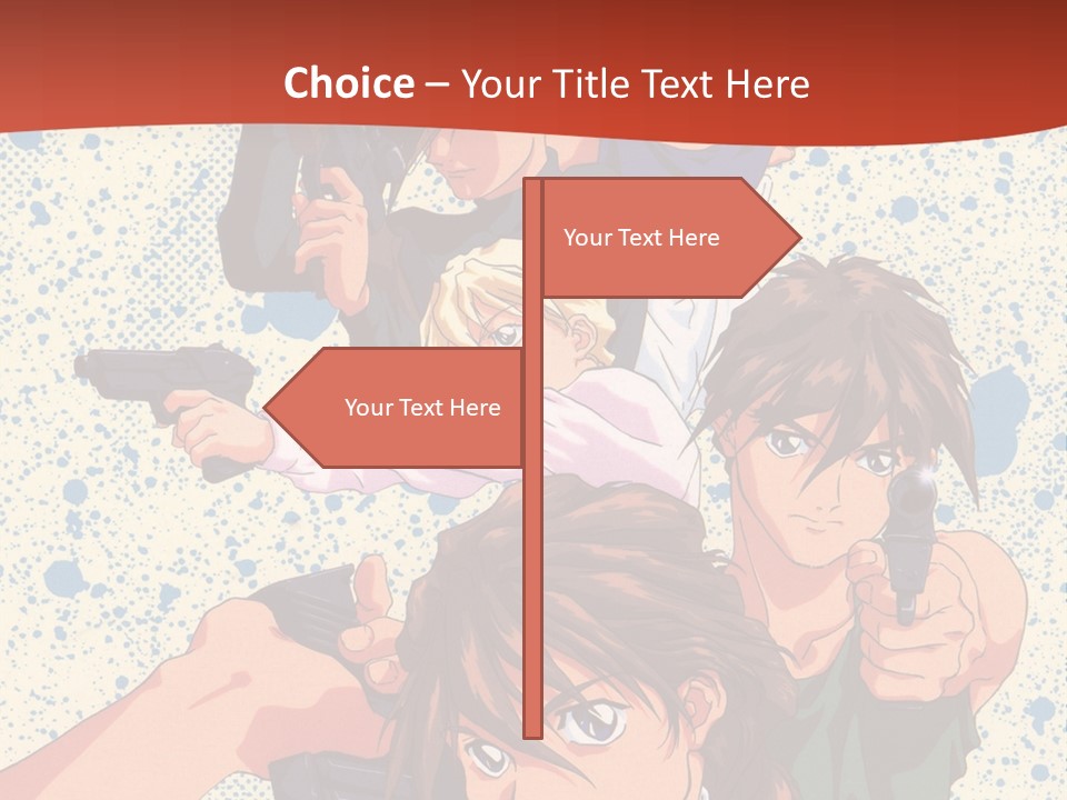 A Group Of People Holding Guns In Front Of A Red Background PowerPoint Template