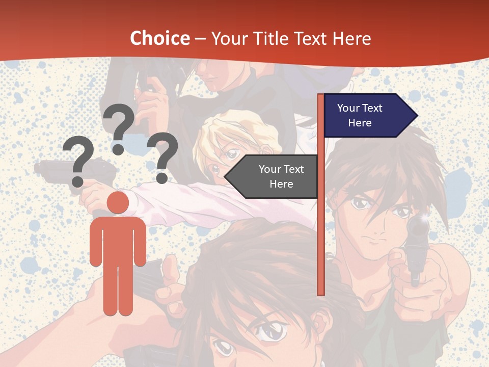 A Group Of People Holding Guns In Front Of A Red Background PowerPoint Template