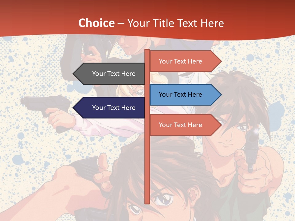 A Group Of People Holding Guns In Front Of A Red Background PowerPoint Template