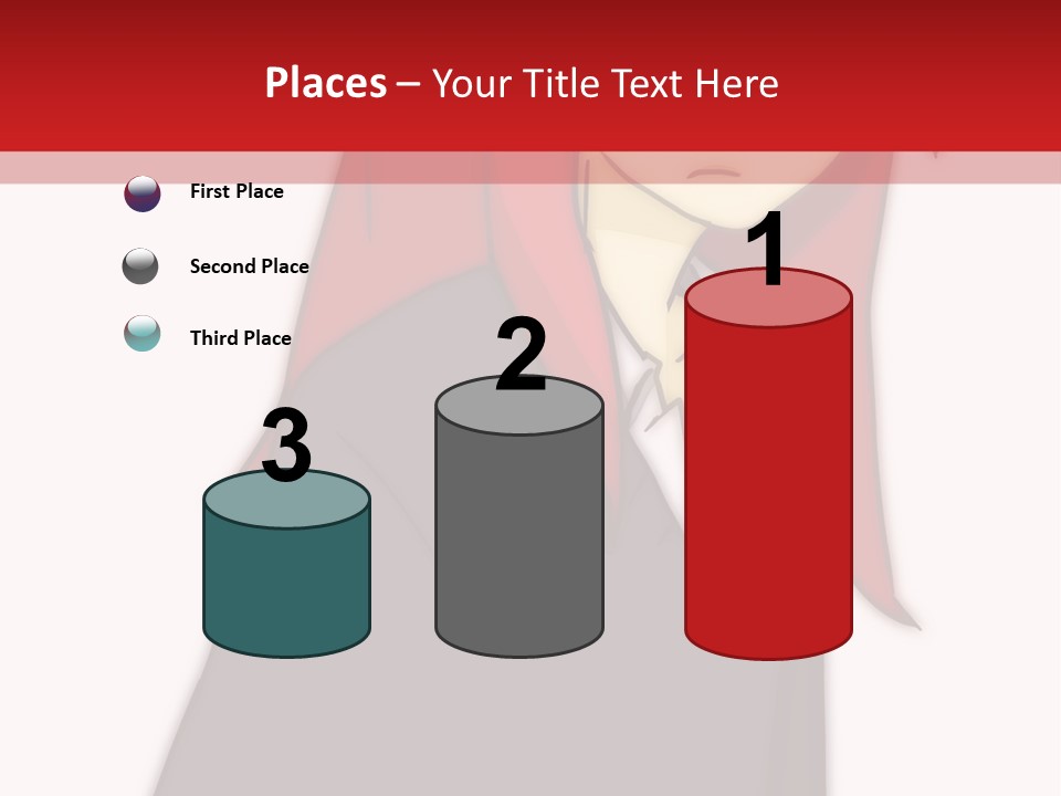 A Woman With Red Hair Is Standing In Front Of A Red And White Wall PowerPoint Template