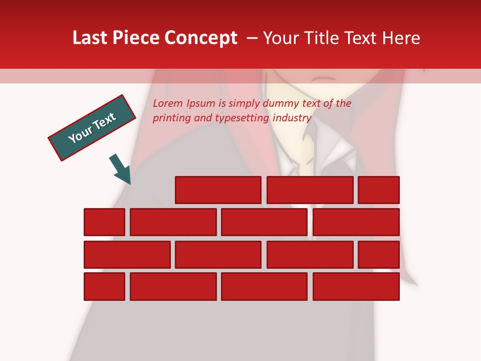 A Woman With Red Hair Is Standing In Front Of A Red And White Wall PowerPoint Template