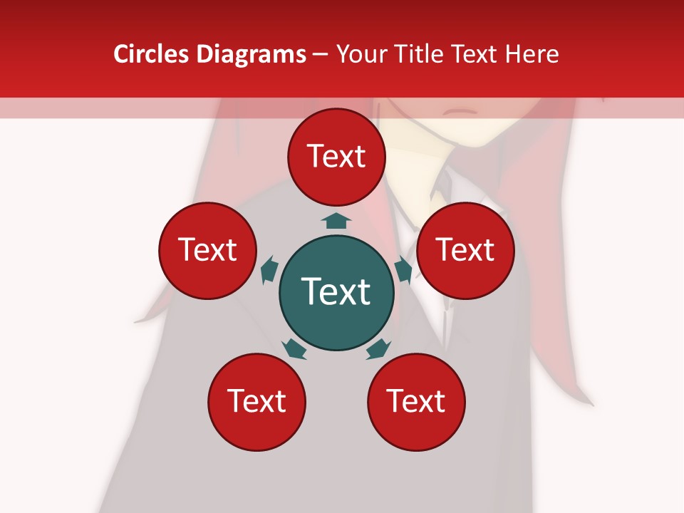 A Woman With Red Hair Is Standing In Front Of A Red And White Wall PowerPoint Template