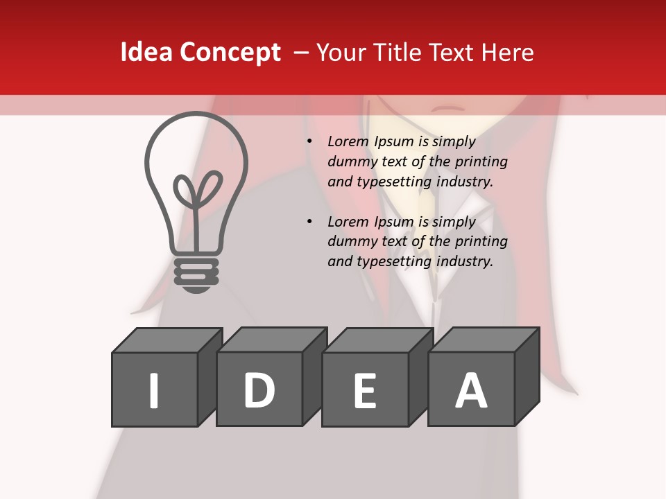 A Woman With Red Hair Is Standing In Front Of A Red And White Wall PowerPoint Template