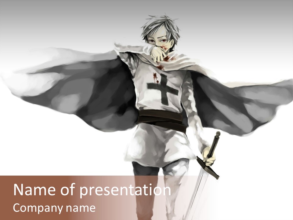 A Man With A Sword And A Cross On His Chest PowerPoint Template