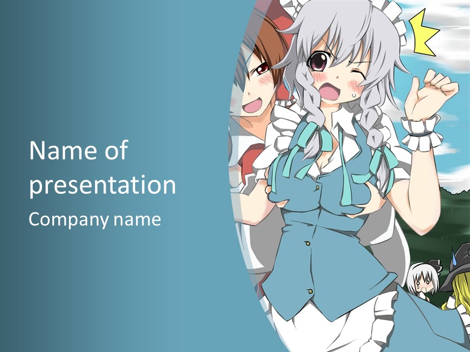 A Group Of Anime Girls Standing Next To Each Other PowerPoint Template