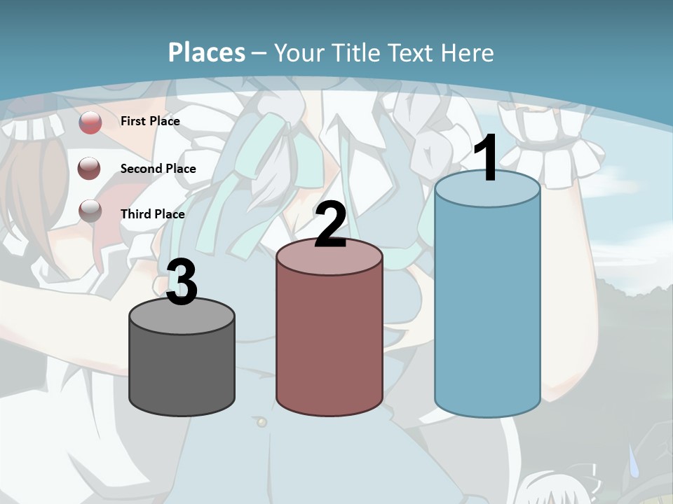 A Group Of Anime Girls Standing Next To Each Other PowerPoint Template