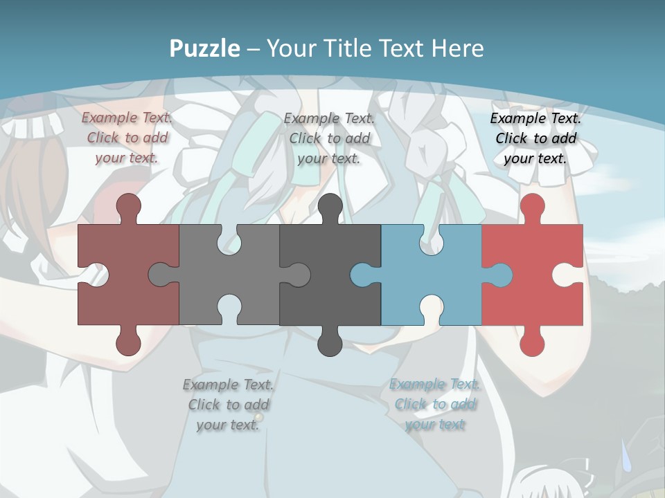 A Group Of Anime Girls Standing Next To Each Other PowerPoint Template