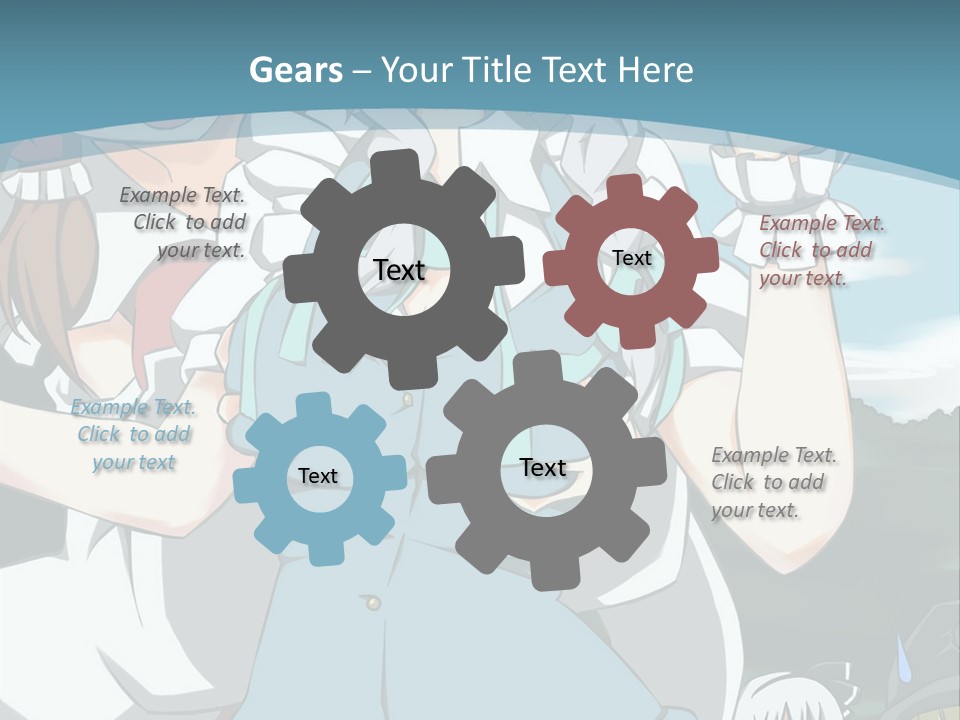 A Group Of Anime Girls Standing Next To Each Other PowerPoint Template