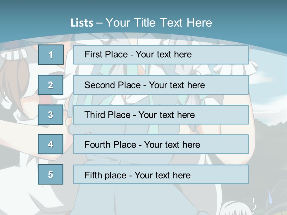 A Group Of Anime Girls Standing Next To Each Other PowerPoint Template