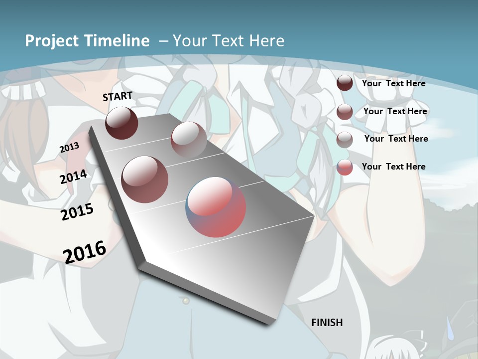 A Group Of Anime Girls Standing Next To Each Other PowerPoint Template