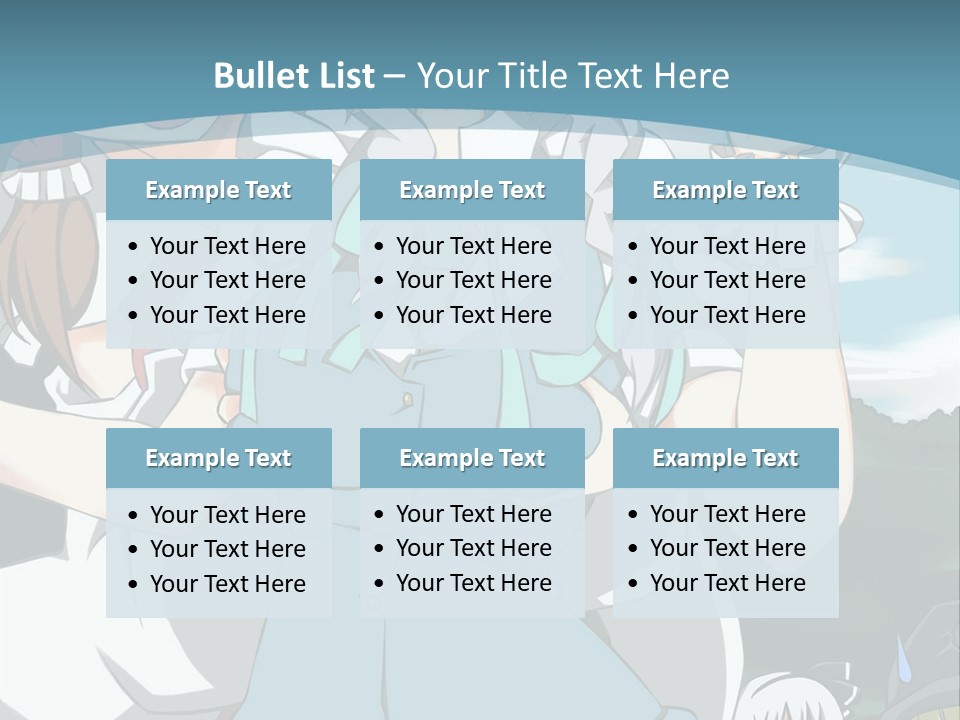 A Group Of Anime Girls Standing Next To Each Other PowerPoint Template