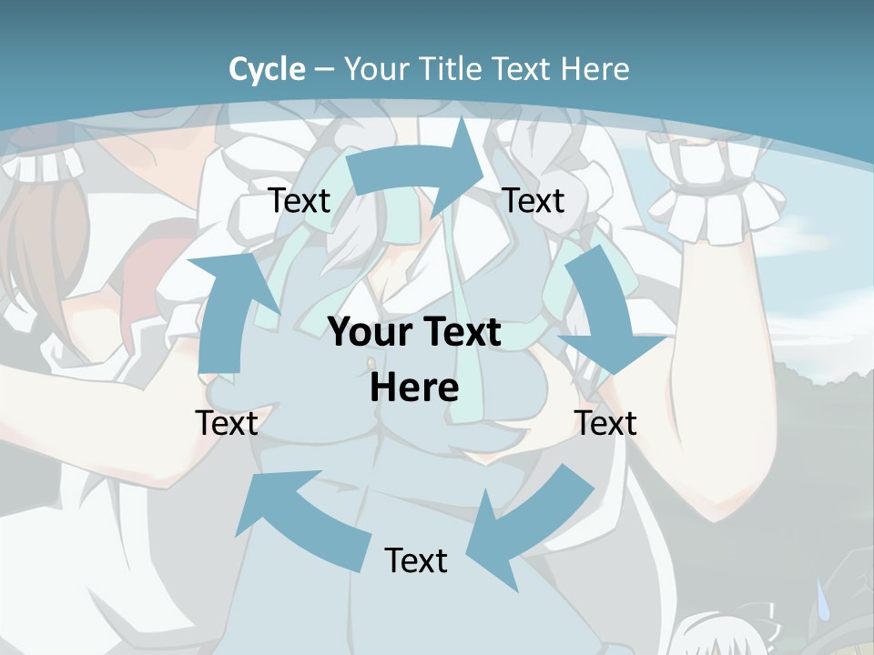 A Group Of Anime Girls Standing Next To Each Other PowerPoint Template
