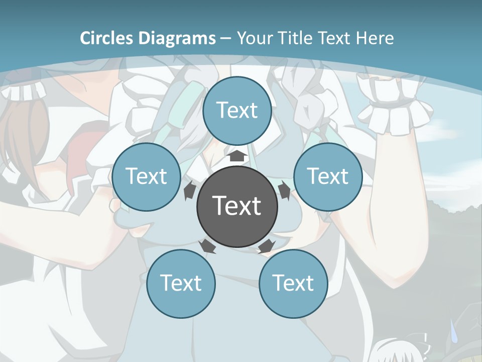 A Group Of Anime Girls Standing Next To Each Other PowerPoint Template