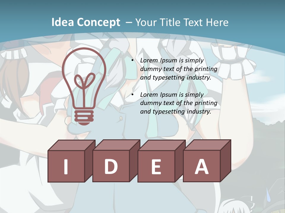 A Group Of Anime Girls Standing Next To Each Other PowerPoint Template