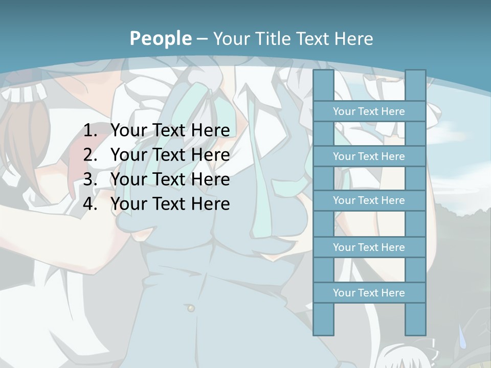 A Group Of Anime Girls Standing Next To Each Other PowerPoint Template