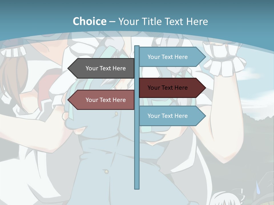 A Group Of Anime Girls Standing Next To Each Other PowerPoint Template