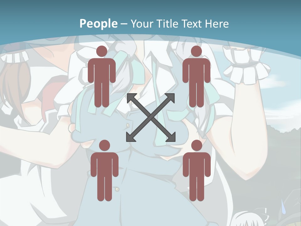 A Group Of Anime Girls Standing Next To Each Other PowerPoint Template