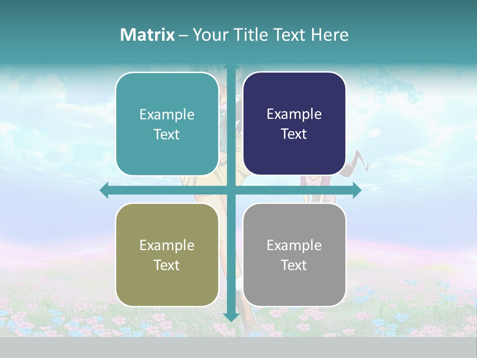 Two Anime Girls In A Field With A Sky Background PowerPoint Template