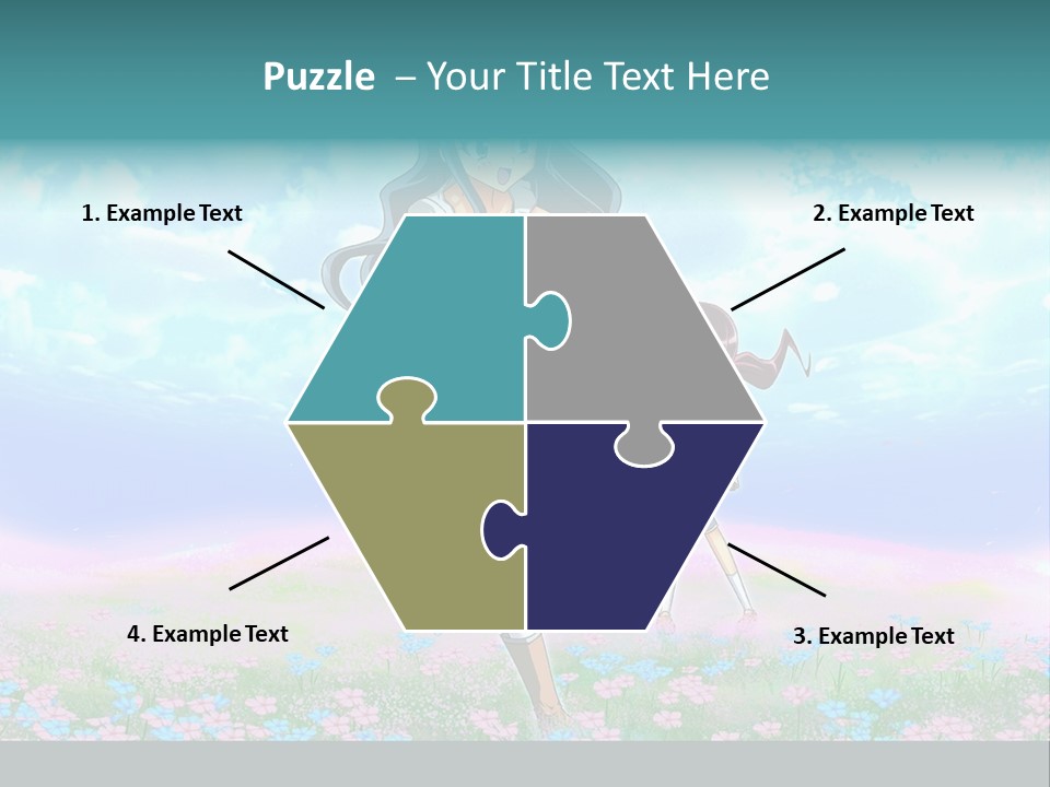 Two Anime Girls In A Field With A Sky Background PowerPoint Template