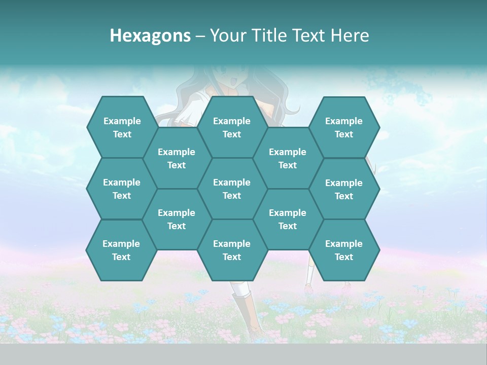 Two Anime Girls In A Field With A Sky Background PowerPoint Template