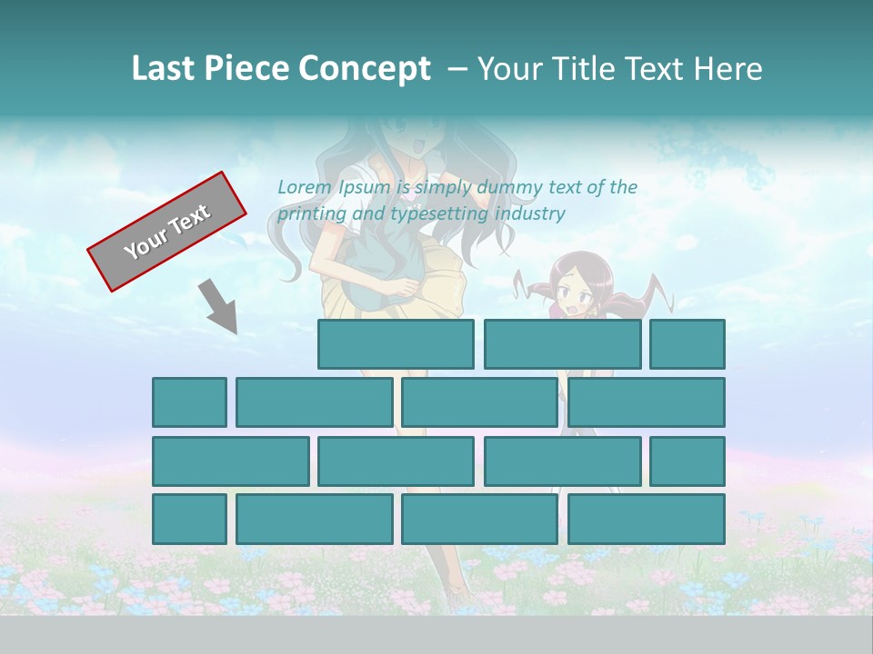 Two Anime Girls In A Field With A Sky Background PowerPoint Template