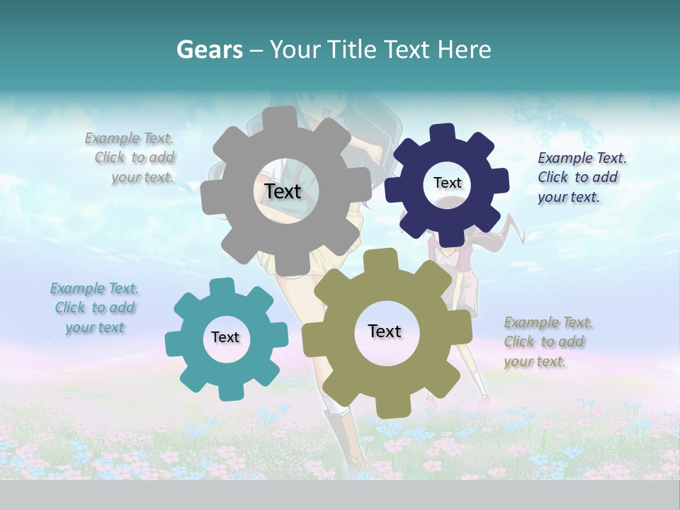 Two Anime Girls In A Field With A Sky Background PowerPoint Template