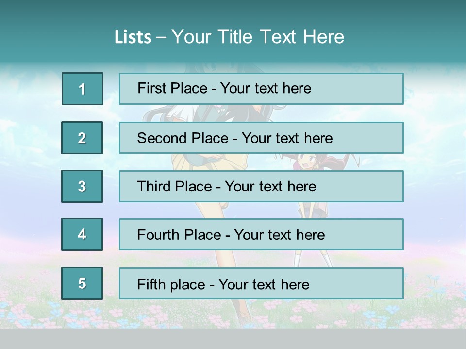 Two Anime Girls In A Field With A Sky Background PowerPoint Template