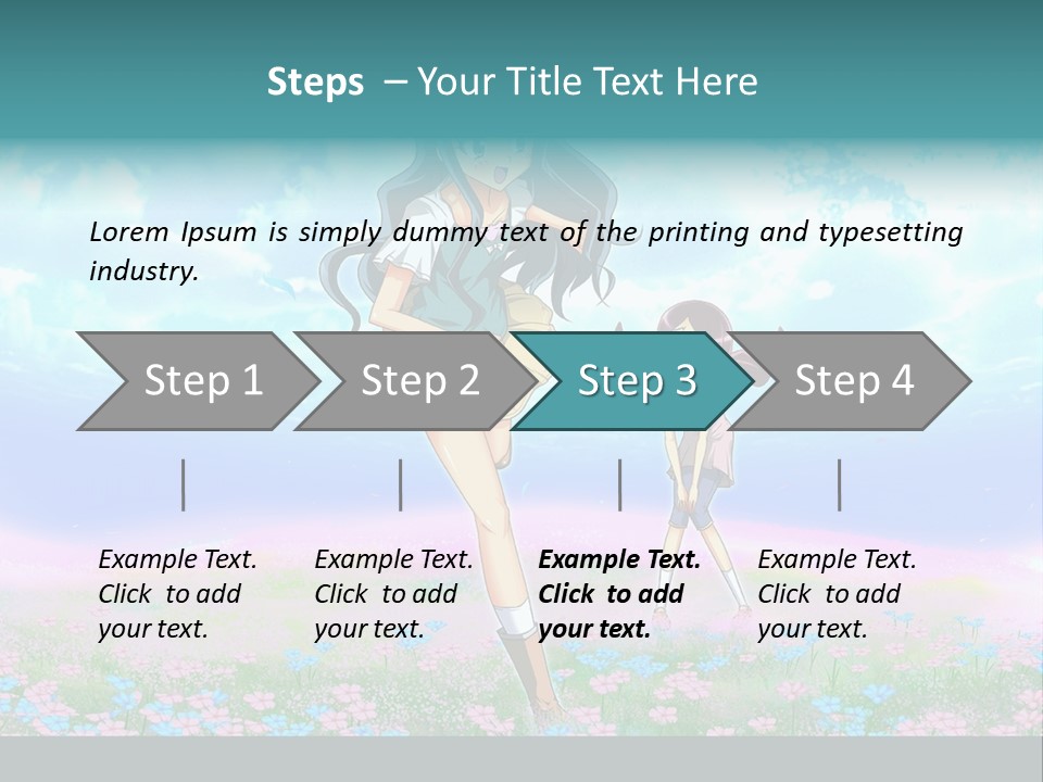 Two Anime Girls In A Field With A Sky Background PowerPoint Template