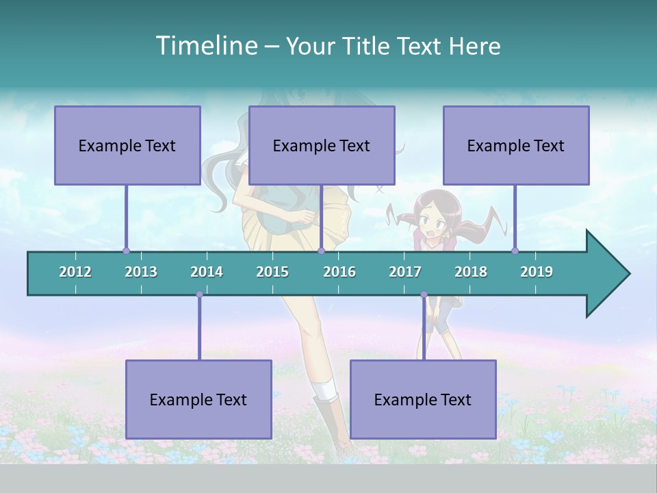 Two Anime Girls In A Field With A Sky Background PowerPoint Template