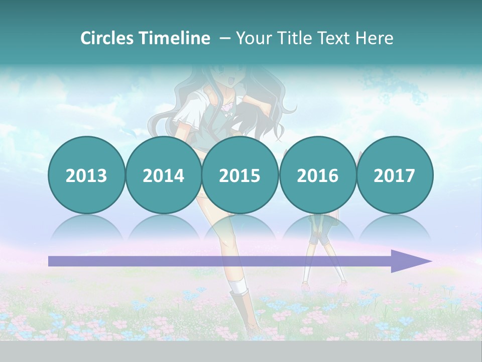 Two Anime Girls In A Field With A Sky Background PowerPoint Template