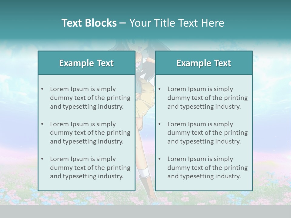 Two Anime Girls In A Field With A Sky Background PowerPoint Template