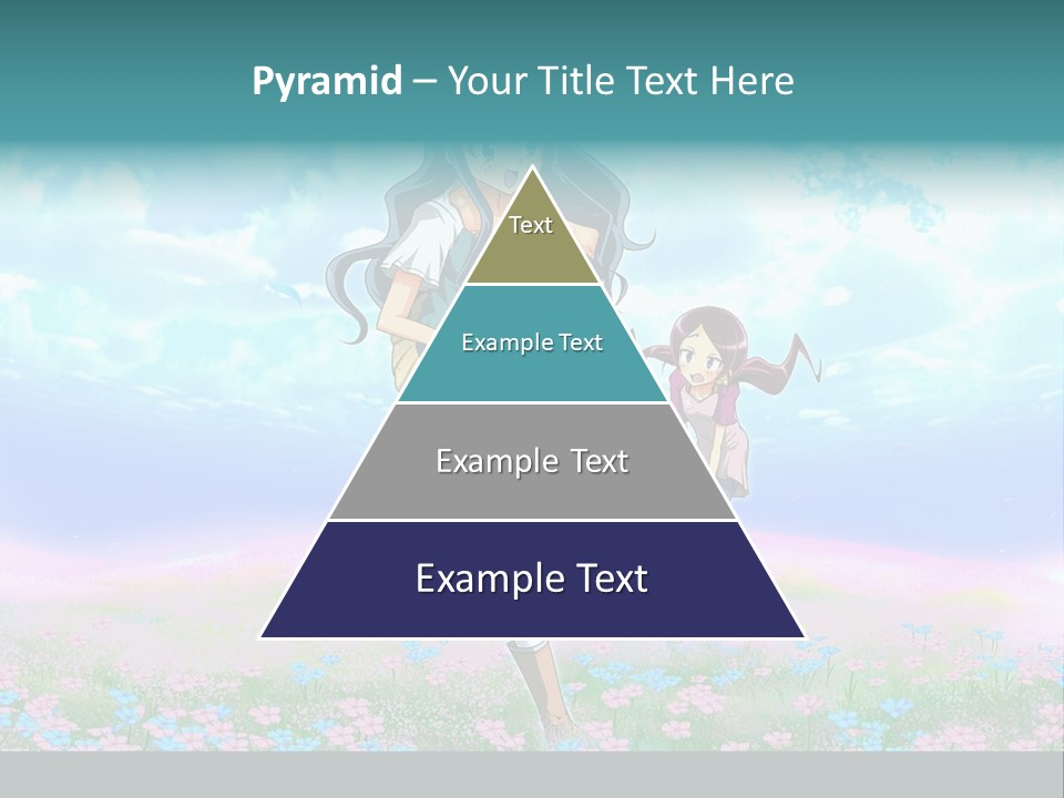 Two Anime Girls In A Field With A Sky Background PowerPoint Template