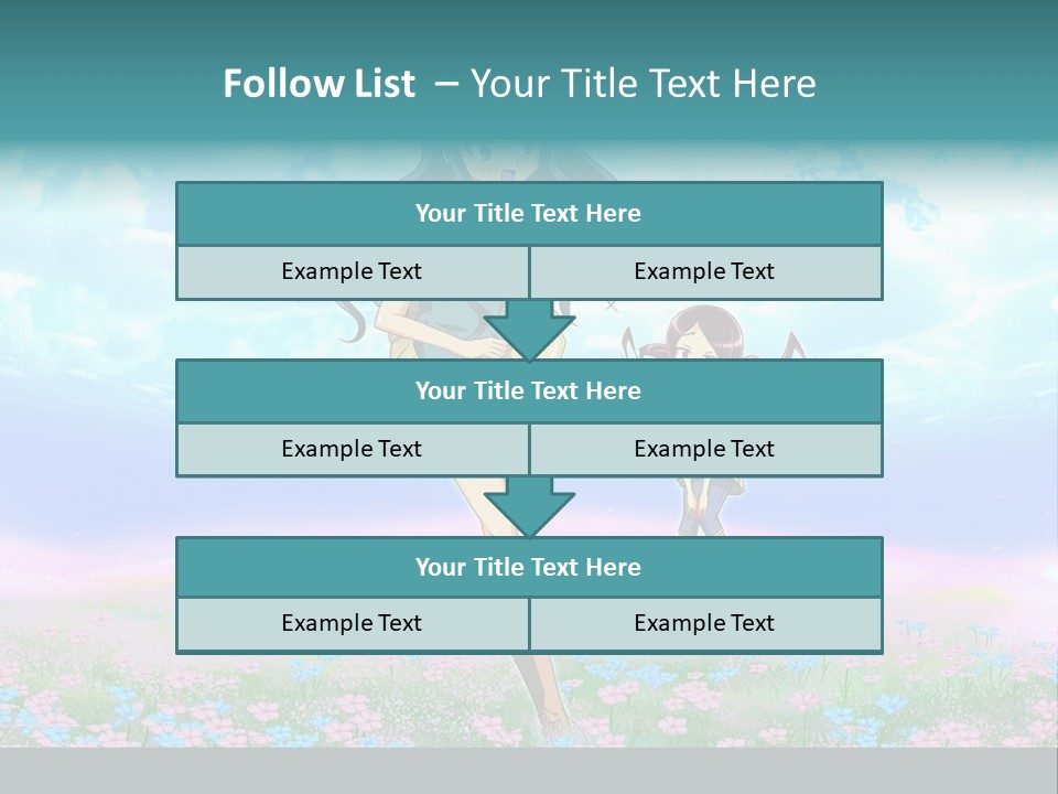 Two Anime Girls In A Field With A Sky Background PowerPoint Template