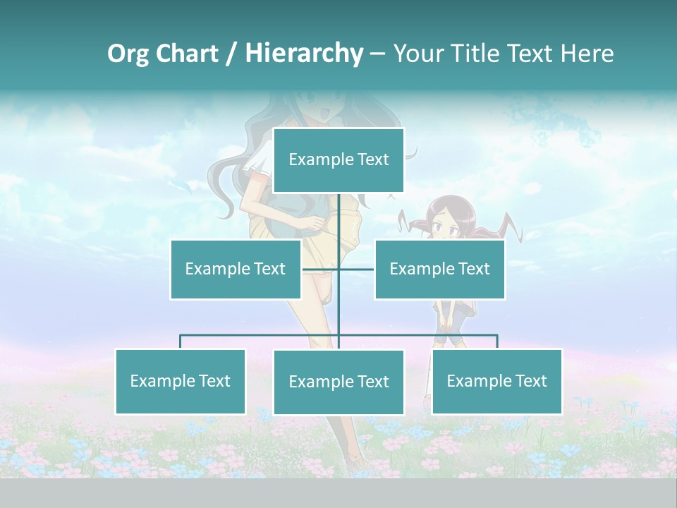 Two Anime Girls In A Field With A Sky Background PowerPoint Template