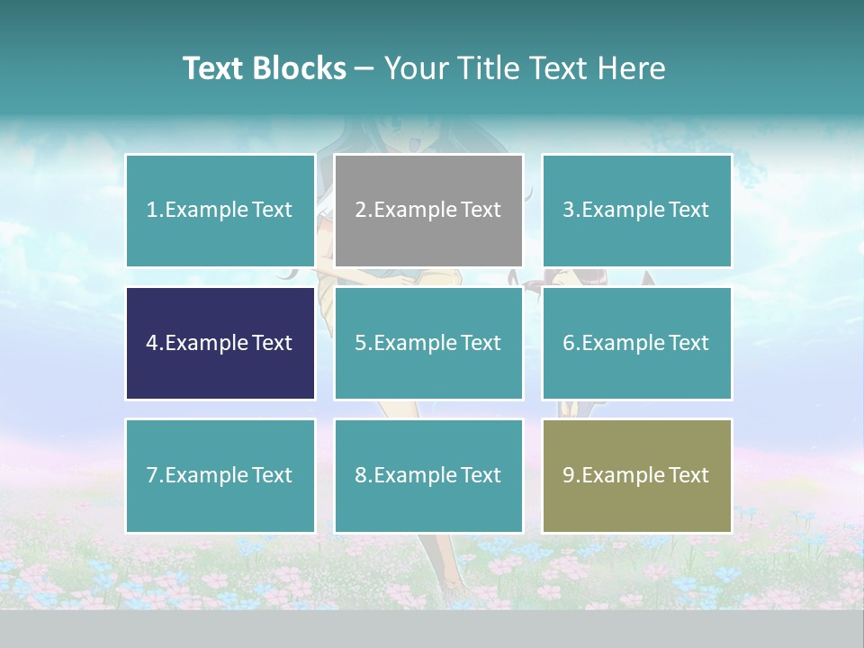 Two Anime Girls In A Field With A Sky Background PowerPoint Template