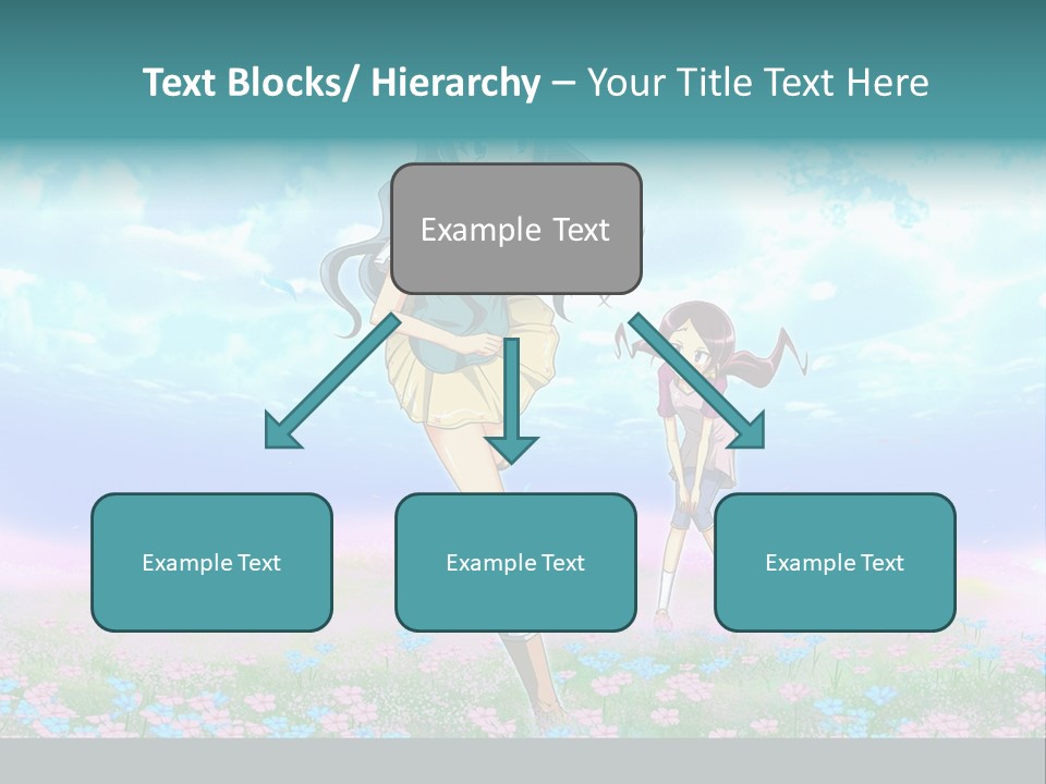 Two Anime Girls In A Field With A Sky Background PowerPoint Template