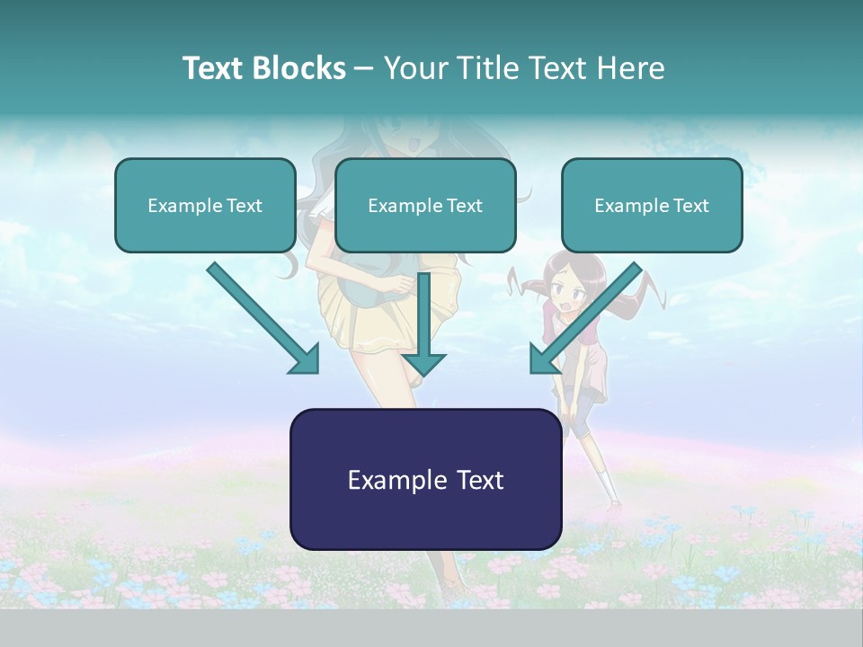Two Anime Girls In A Field With A Sky Background PowerPoint Template