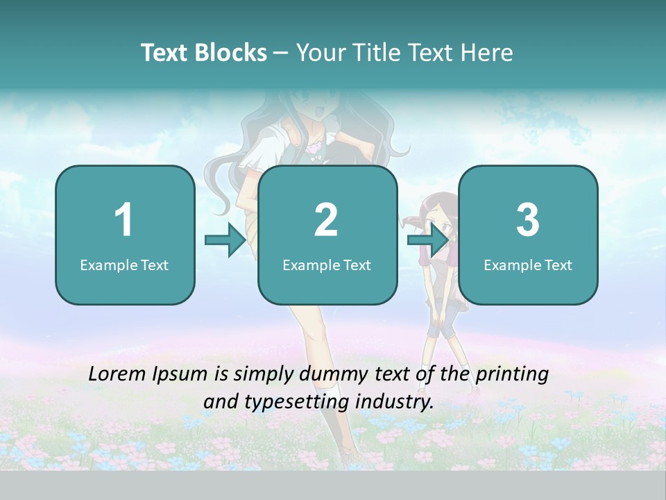 Two Anime Girls In A Field With A Sky Background PowerPoint Template