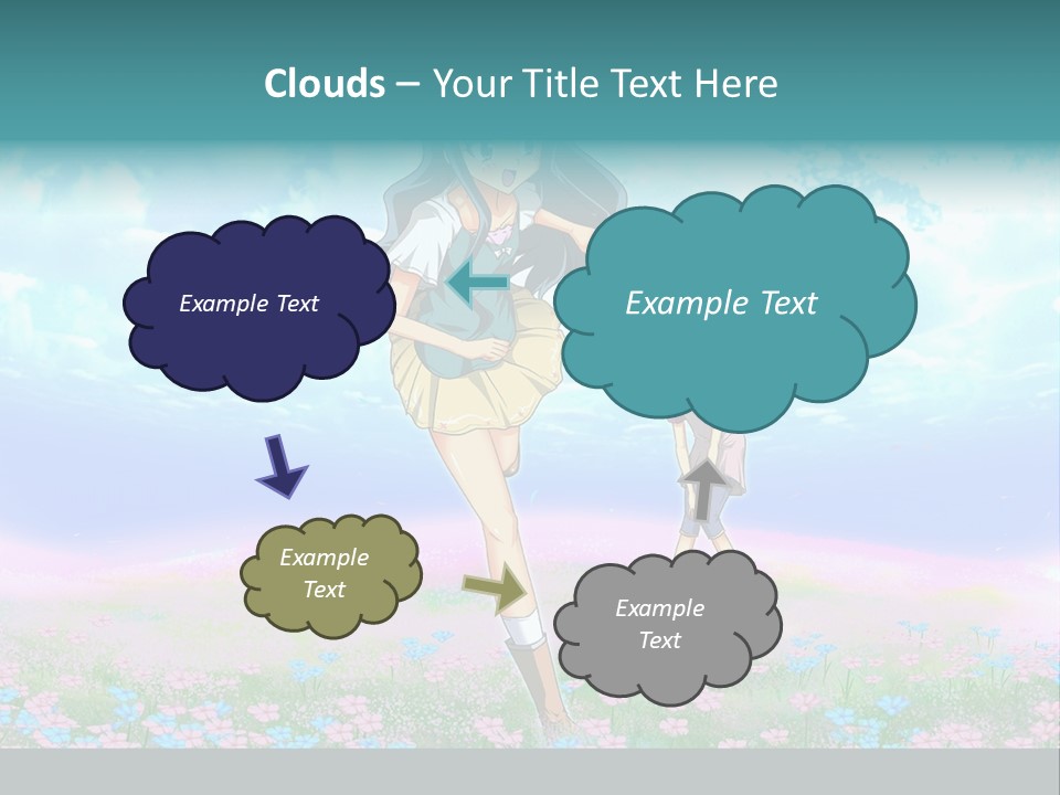 Two Anime Girls In A Field With A Sky Background PowerPoint Template