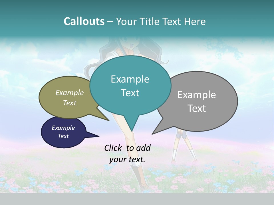 Two Anime Girls In A Field With A Sky Background PowerPoint Template