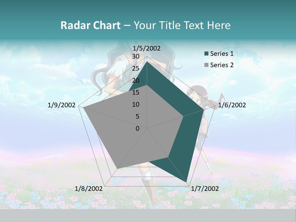 Two Anime Girls In A Field With A Sky Background PowerPoint Template