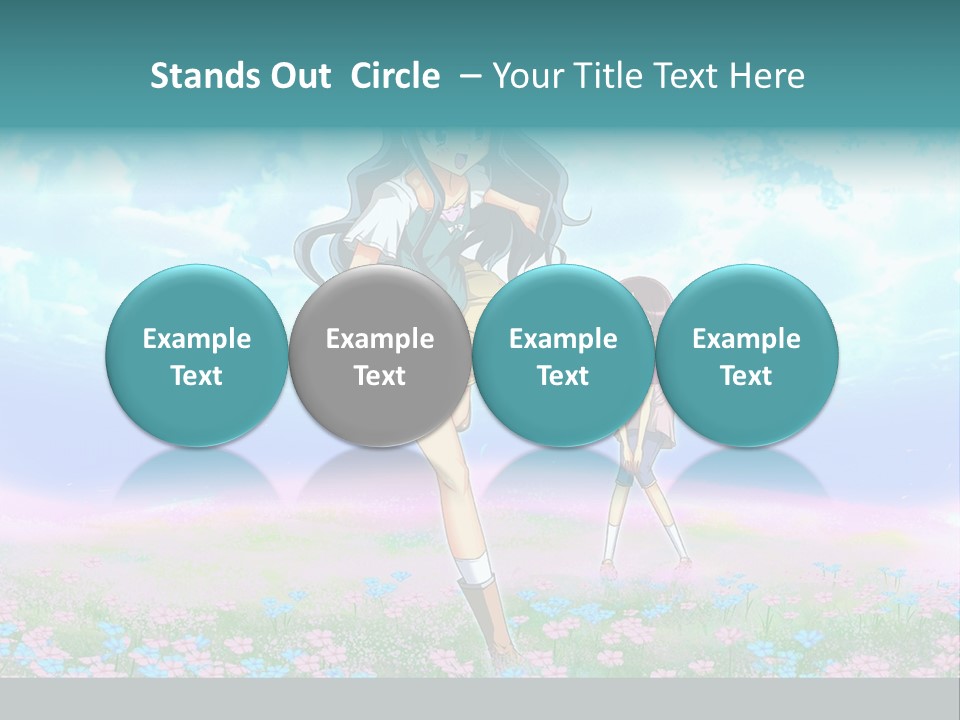 Two Anime Girls In A Field With A Sky Background PowerPoint Template