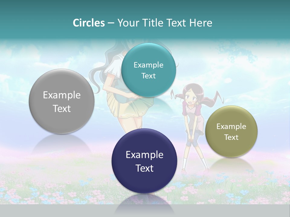 Two Anime Girls In A Field With A Sky Background PowerPoint Template