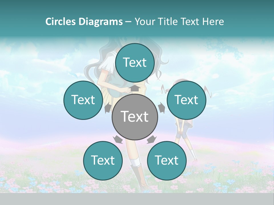 Two Anime Girls In A Field With A Sky Background PowerPoint Template