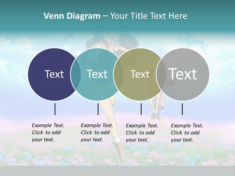 Two Anime Girls In A Field With A Sky Background PowerPoint Template