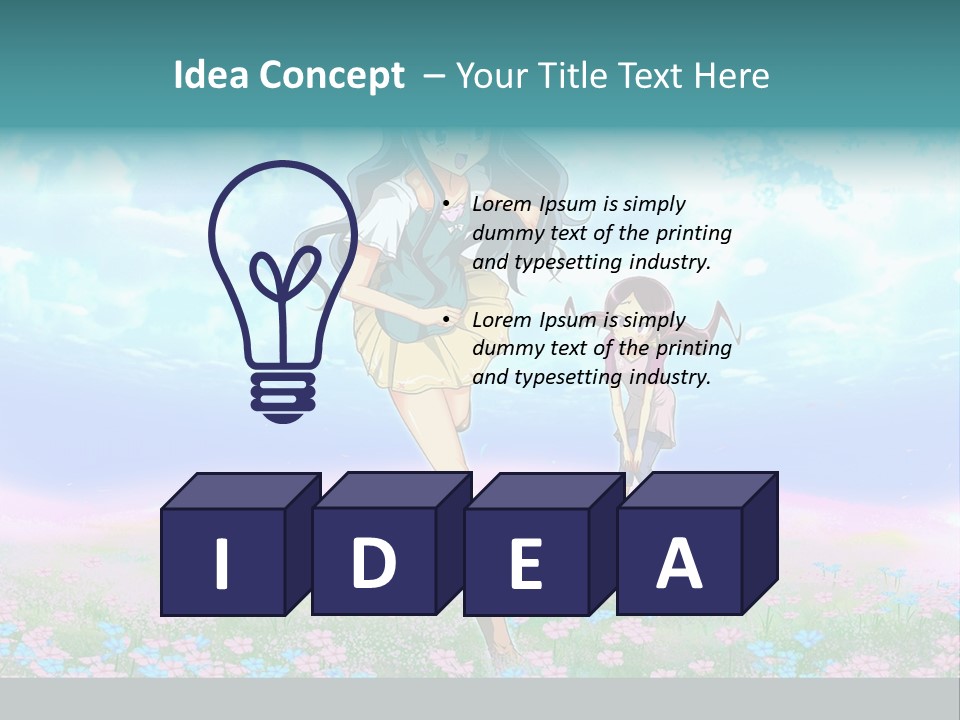 Two Anime Girls In A Field With A Sky Background PowerPoint Template