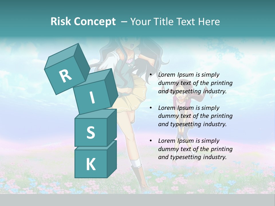 Two Anime Girls In A Field With A Sky Background PowerPoint Template